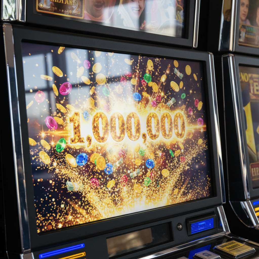 Big win celebration screen with gold coins