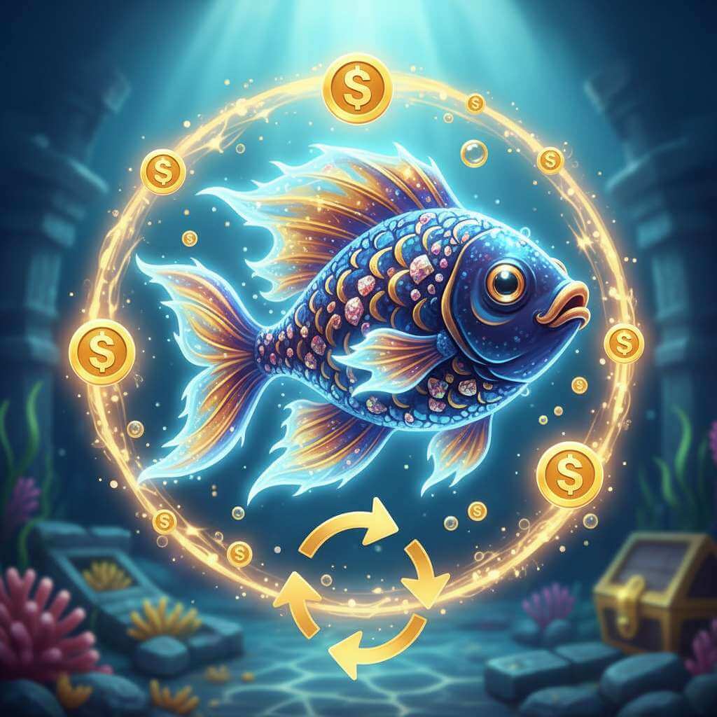 Golden fish scatter symbol triggering free spins
