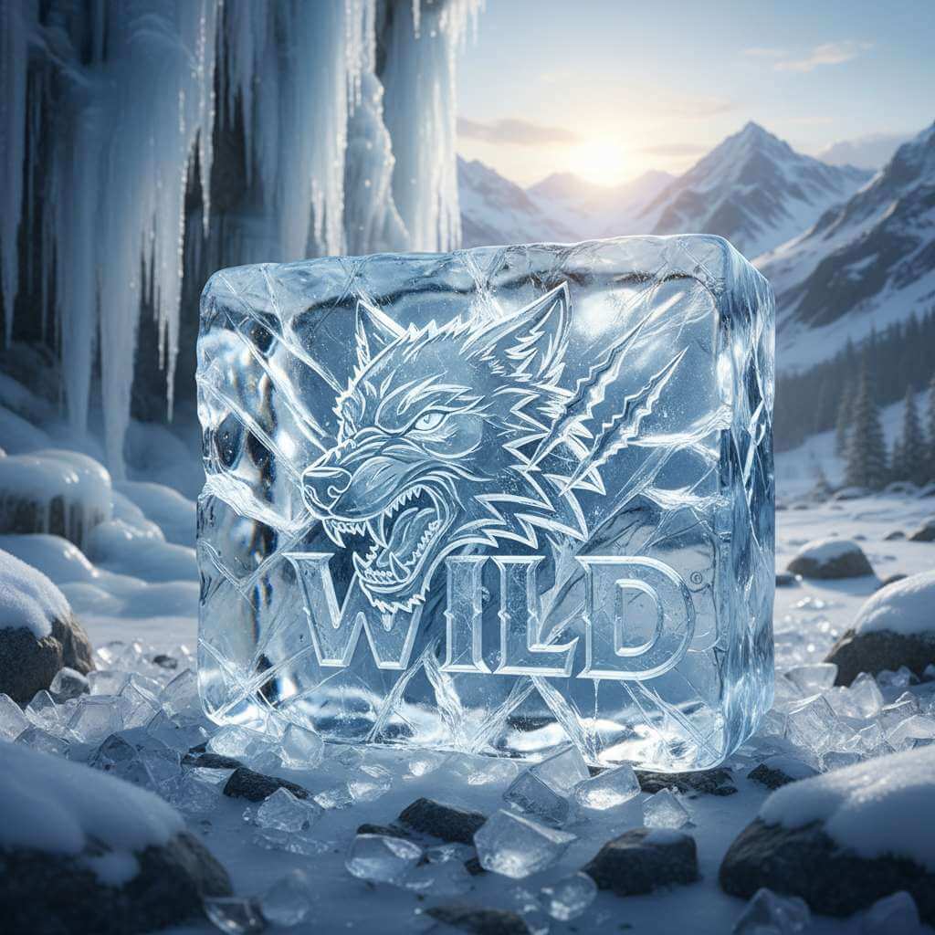 Glowing ice block symbol with WILD text trapped inside